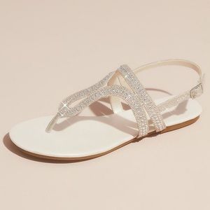 Crystal Embellished Glitter Flat Sandals